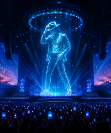 tampilan hologram 3D dalam inovasi konser dan event 2026