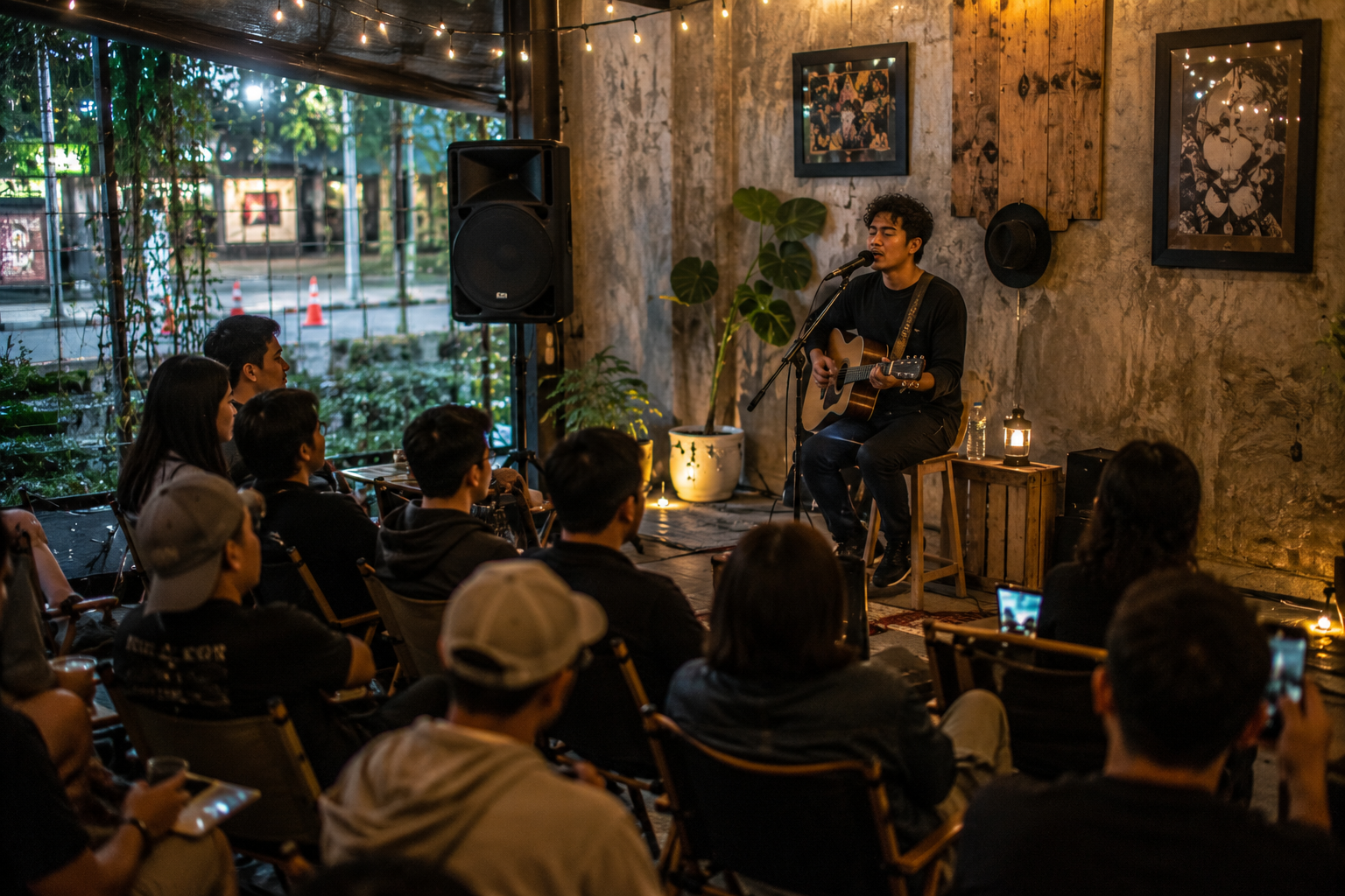 suasana intim penonton menikmati konser kecil