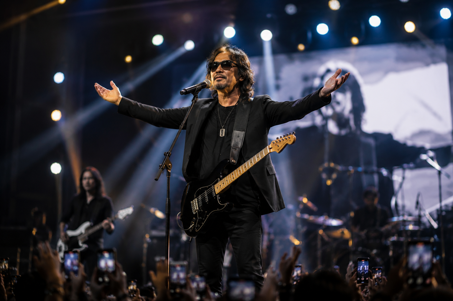 panggung konser comeback musisi legendaris yang megah