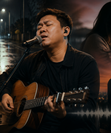 Denny Caknan membawakan Kartonyono Medot Janji di panggung