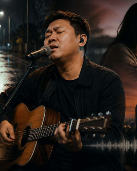 Denny Caknan membawakan Kartonyono Medot Janji di panggung