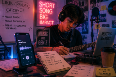 ilustrasi lirik pendek dan catchy di platform streaming musik