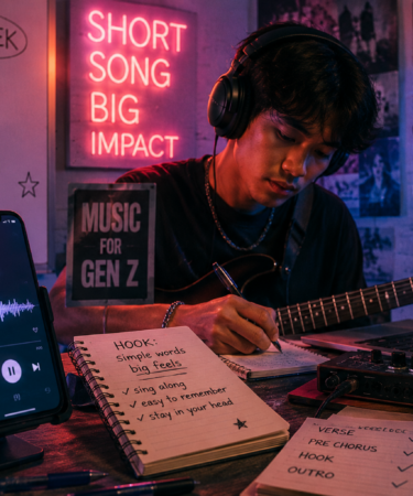 ilustrasi lirik pendek dan catchy di platform streaming musik