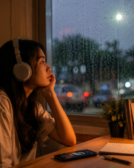 suasana reflektif mendengarkan lagu perpisahan yang dewasa