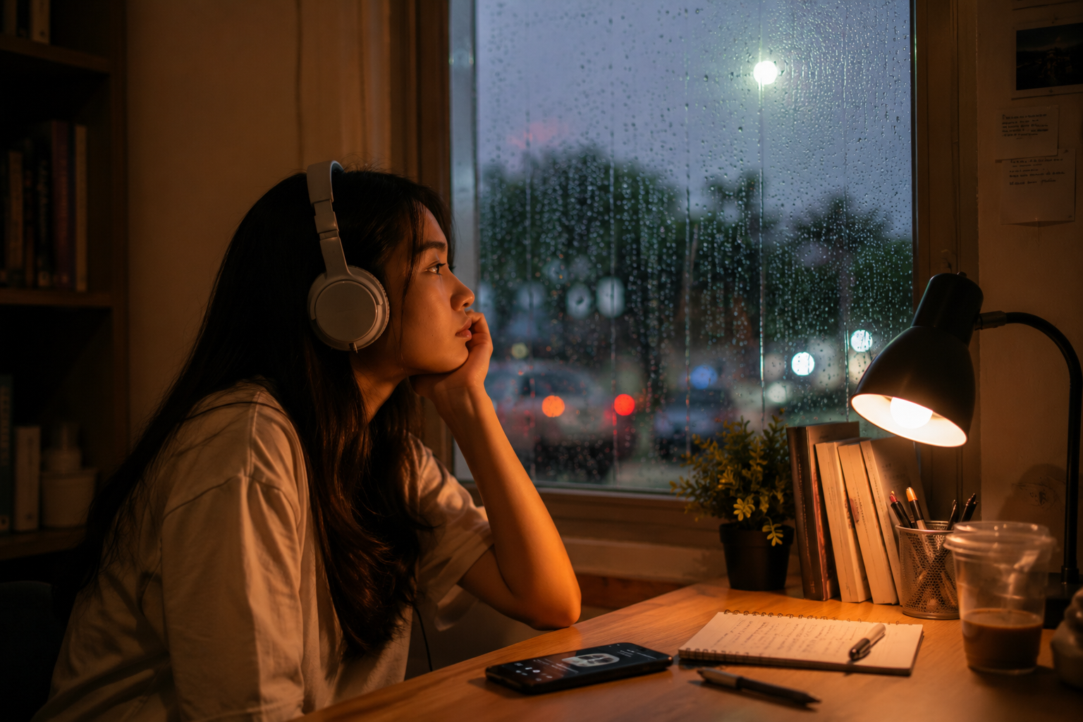 suasana reflektif mendengarkan lagu perpisahan yang dewasa