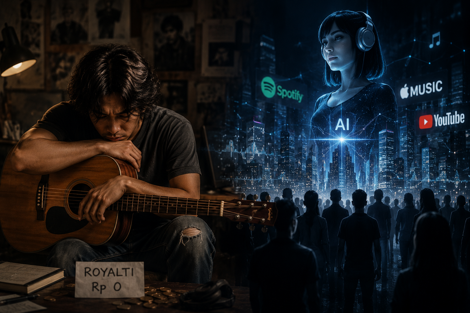 grafik dampak AI musisi independen di platform streaming