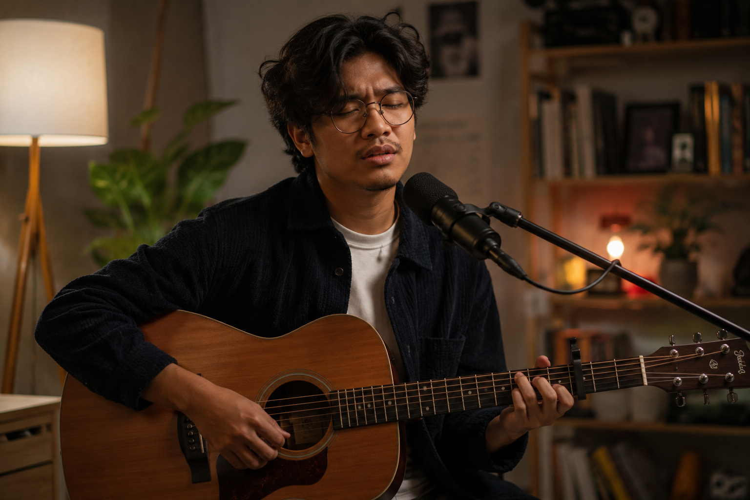 Budi Doremi tampil membawakan lagu di atas panggung konser dengan pencahayaan profesional dan suasana yang hangat