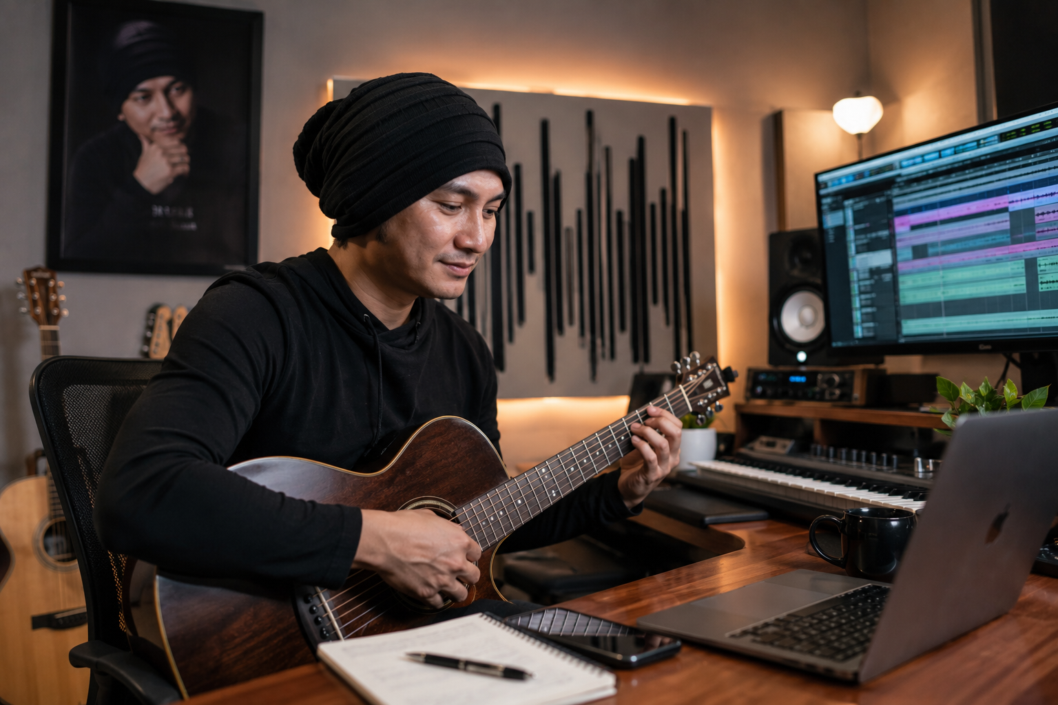 Anji Musisi Indonesia saat tampil membawakan lagu di atas panggung dengan penampilan profesional dan penuh percaya diri.