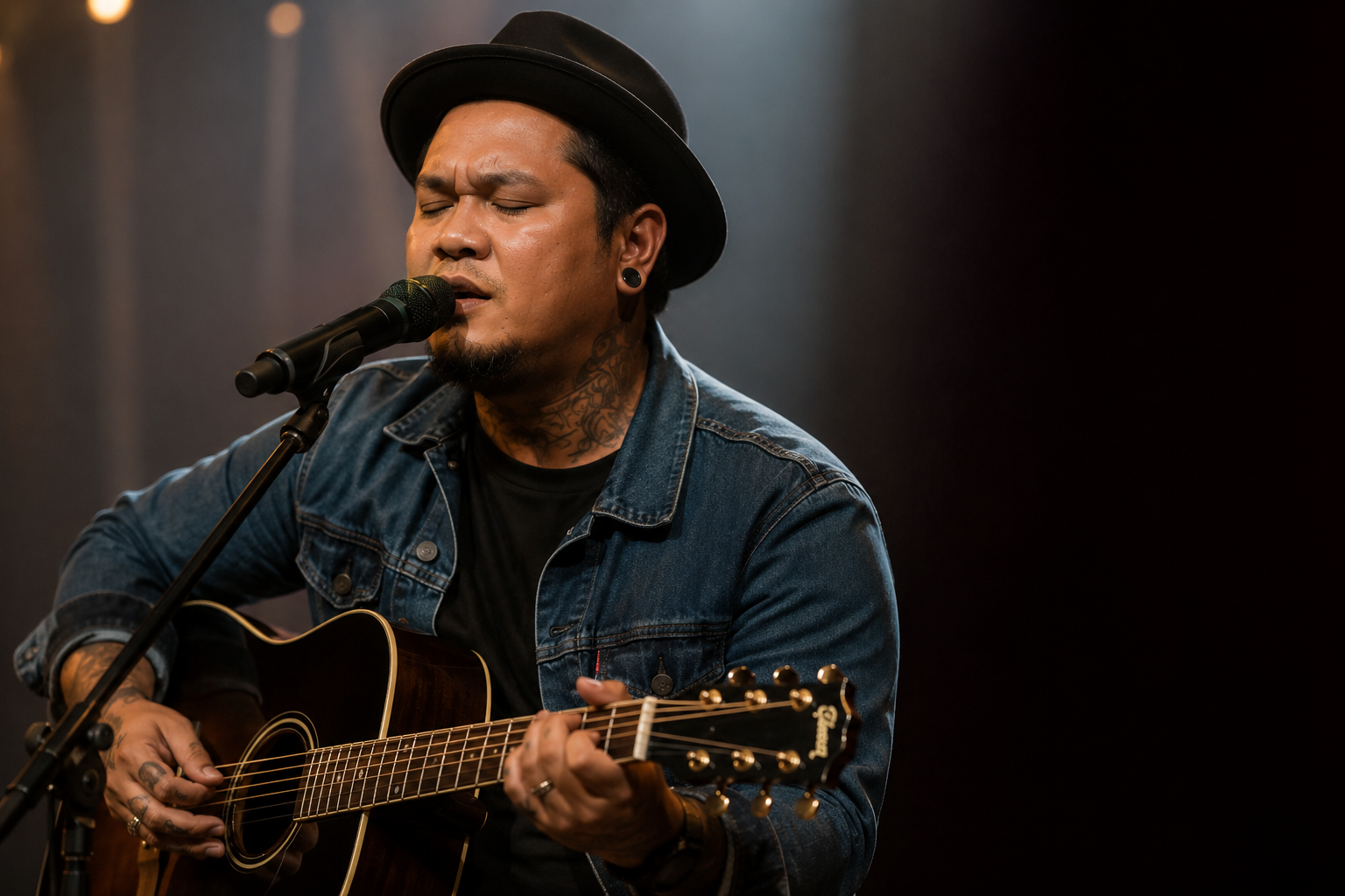 Virgoun tampil membawakan lagu di atas panggung konser musik Indonesia