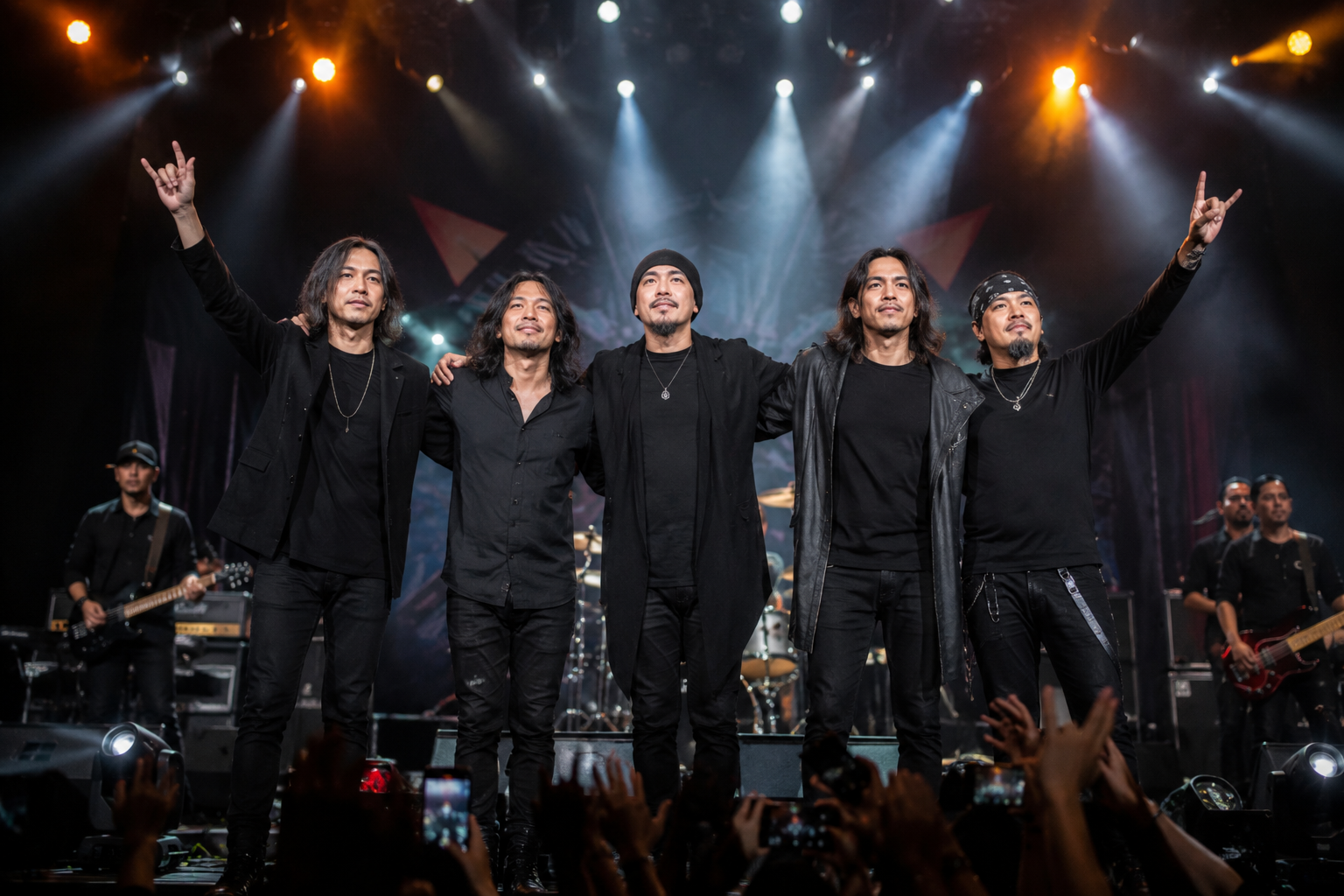 Dewa 19 tampil membawakan lagu dalam konser besar di Indonesia
