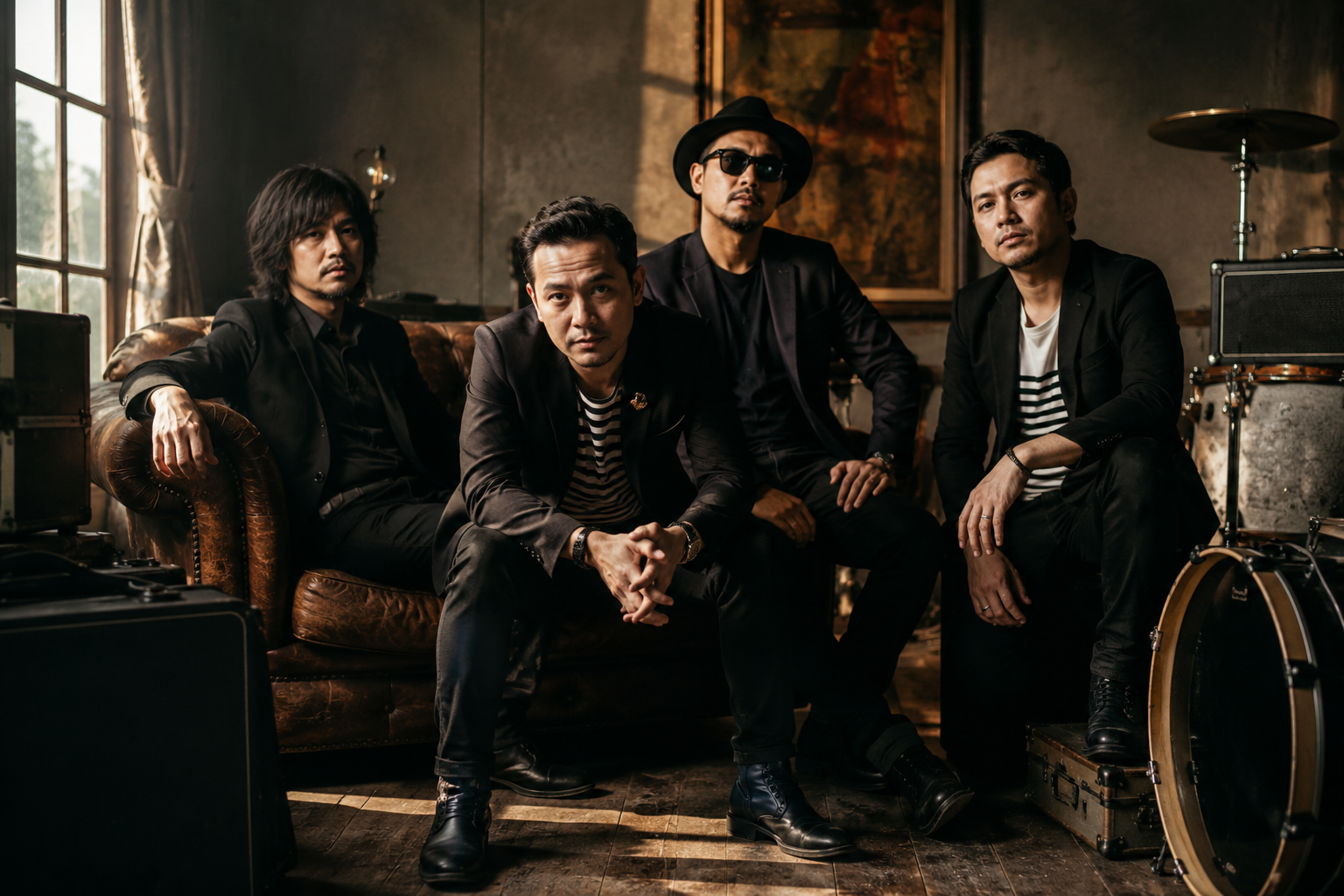 GIGI Band Indonesia tampil di atas panggung konser dengan formasi personel yang ikonik dan pencahayaan konser profesional