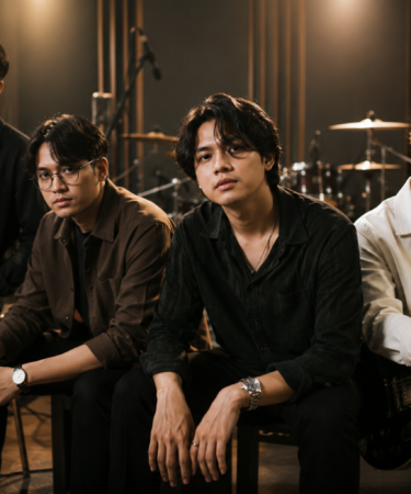 The Lantis Band saat tampil membawakan lagu di atas panggung dengan formasi lengkap.