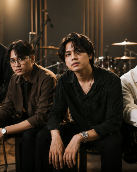 The Lantis Band saat tampil membawakan lagu di atas panggung dengan formasi lengkap.