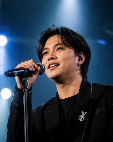 Review Lagu Rizky Febian dengan penampilan di atas panggung konser.