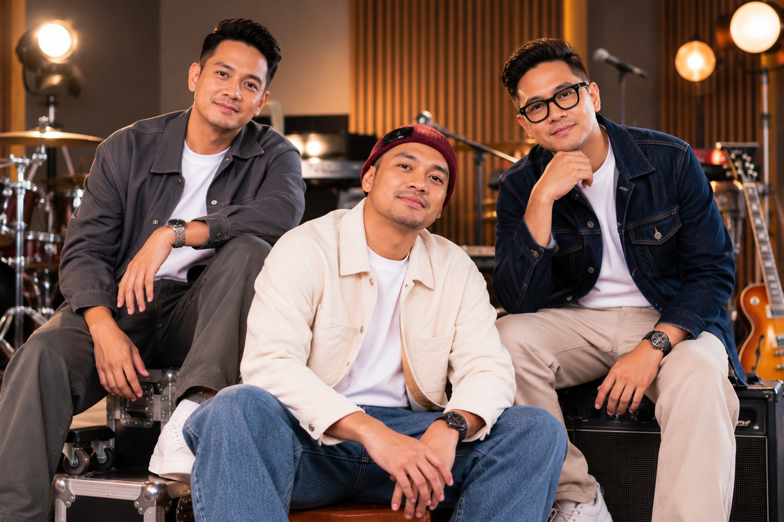 RAN tampil di atas panggung konser dengan formasi Rayi, Asta, dan Nino membawakan lagu di hadapan penonton