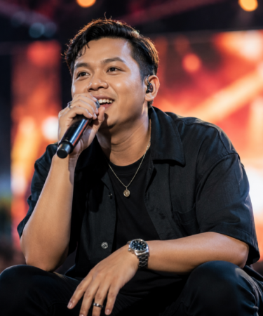 Denny Caknan tampil di atas panggung membawakan lagu Pop Jawa di hadapan ribuan penonton