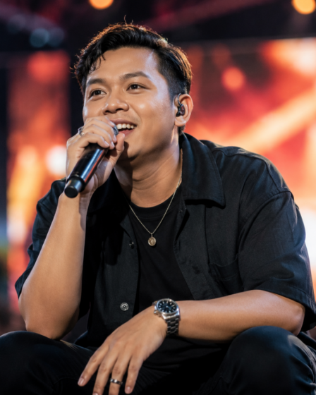 Denny Caknan tampil di atas panggung membawakan lagu Pop Jawa di hadapan ribuan penonton