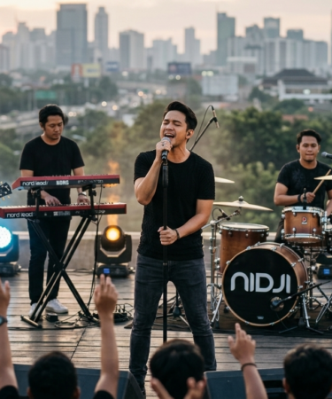 Nidji tampil di atas panggung bersama vokalis baru Ubay