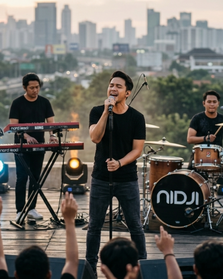 Nidji tampil di atas panggung bersama vokalis baru Ubay
