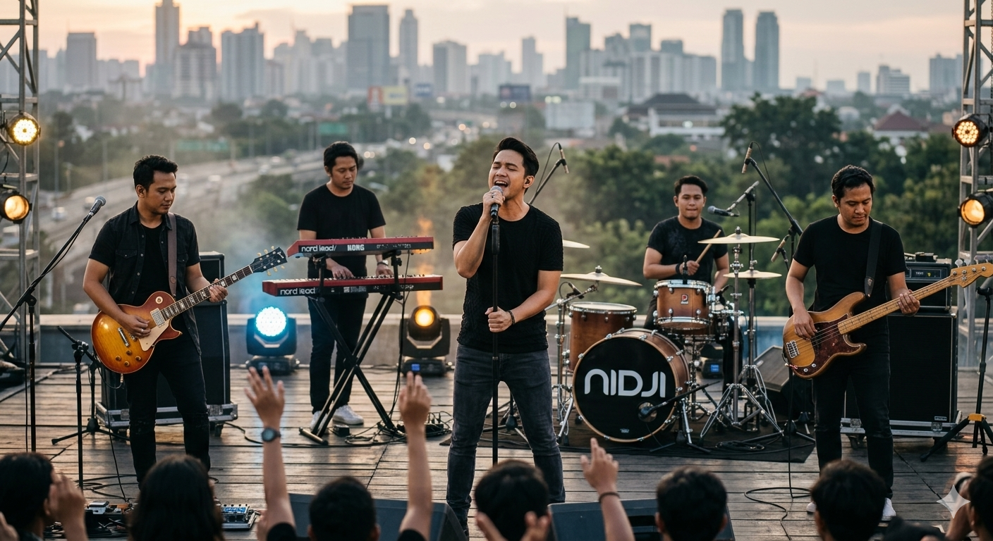 Nidji tampil di atas panggung bersama vokalis baru Ubay