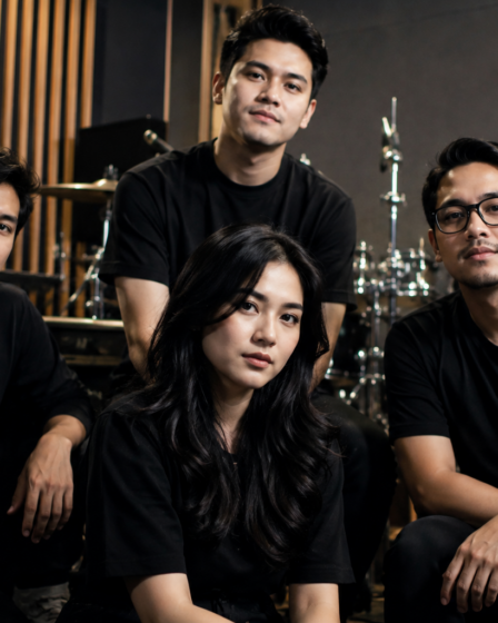Geisha Band tampil membawakan lagu di atas panggung konser dengan pencahayaan profesional