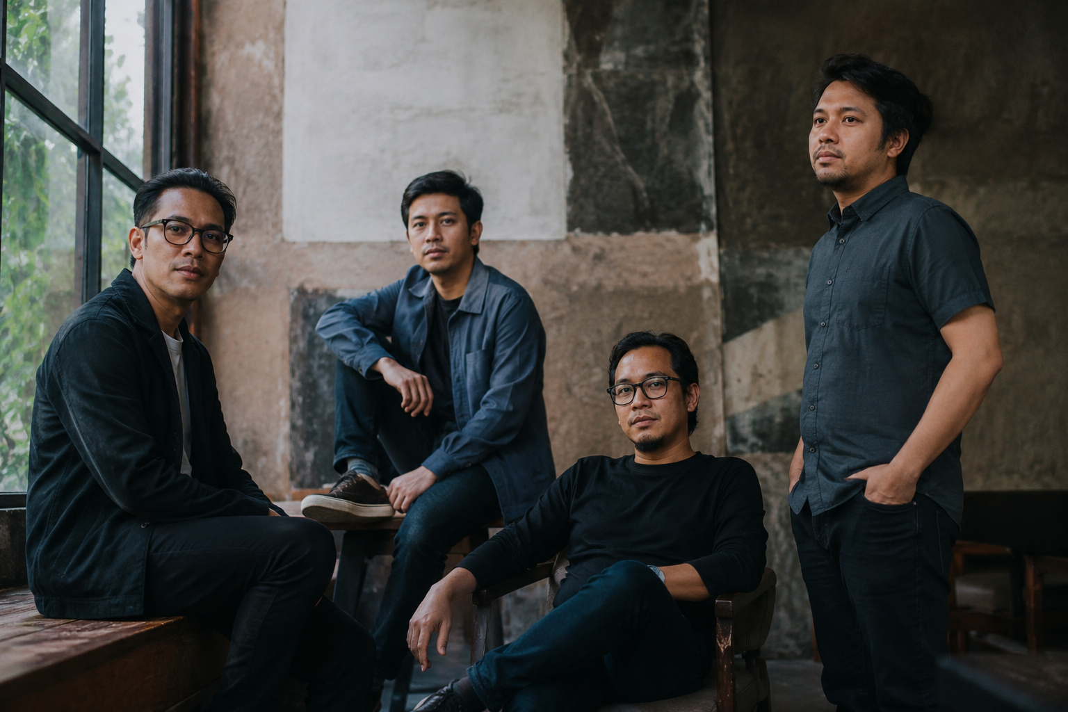 Letto Band tampil membawakan lagu di atas panggung konser dengan pencahayaan profesional